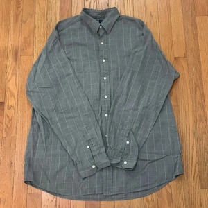 Men’s Polo By Ralph Lauren Long Sleeve Gray Plaid Button Down Shirt Size XL EUC